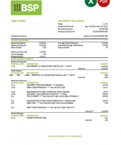 Solomon Islands ADB bank statement, Excel and PDF template