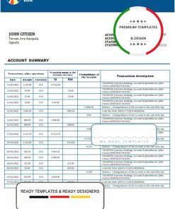 Uganda Centenary bank statement template in Word and PDF format