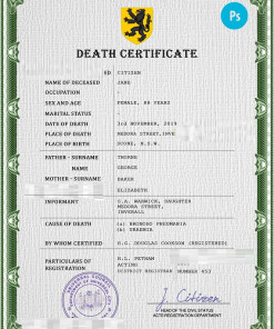 # wisdom vital record death certificate universal PSD template