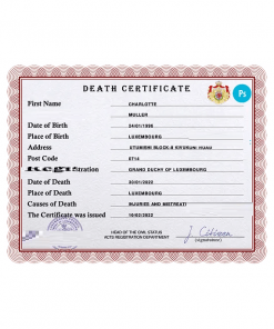 Luxembourg vital record death certificate PSD template
