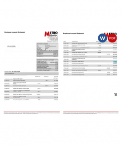 United Kingdom Metro bank business account statement Word and PDF template, 4 pages