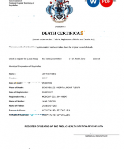 Seychelles vital record death certificate Word and PDF template