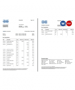 United Kingdom Halifax bank statement Word and PDF template, 2 pages, version 2