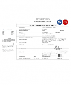 Kenya certificate of registration of schools .doc and .pdf template