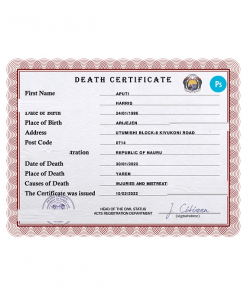 Nauru vital record death certificate PSD template, fully editable