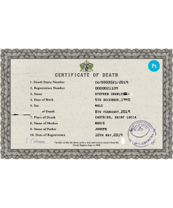 Saint Lucia vital record death certificate PSD template
