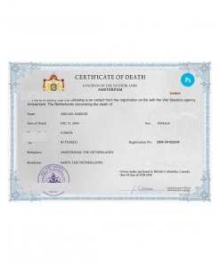 Netherlands death certificate PSD template, completely editable