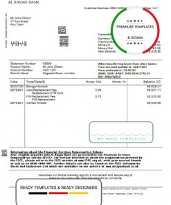 United Kingdom Al Rayan bank statement template in Word and PDF format