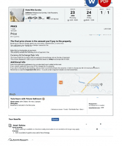 Angola hotel booking confirmation Word and PDF template, 2 pages