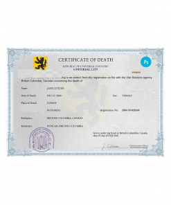 # united death universal certificate PSD template, completely editable