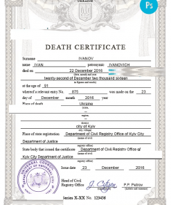 # sustaine solution vital record death certificate universal PSD template