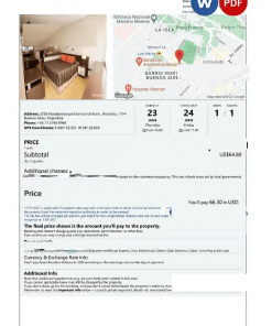 Argentina hotel booking confirmation Word and PDF template, 2 pages