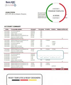 Tanzania BancABC Bank statement template, Word and PDF format (.doc and .pdf)