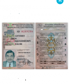 TAJIKISTAN driving license PSD template, fully editable