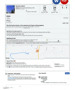 Australia hotel booking confirmation Word and PDF template, 2 pages