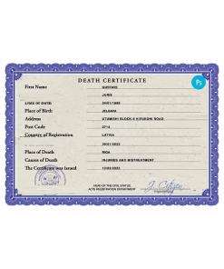Latvia death certificate PSD template, completely editable