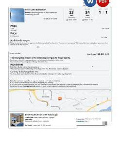 Austria hotel booking confirmation Word and PDF template, 2 pages