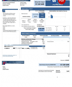 Saudi Arabia Saudi Petro Gas utility bill, Word and PDF template