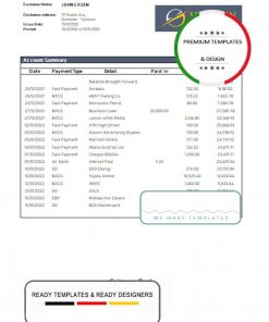 Tajikistan Spitamen Bank statement template, Word and PDF format (.doc and .pdf)
