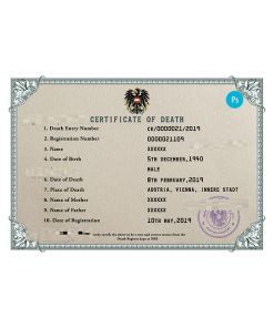 Austria death certificate PSD template, completely editable