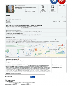 Azerbaijan hotel booking confirmation Word and PDF template, 2 pages