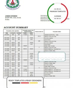 South Sudan Ivory Bank statement template in Word and PDF format