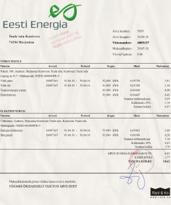 Estonia Utility Bill Template: Estonia Proof of address psd template