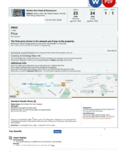 Afghanistan hotel booking confirmation Word and PDF template