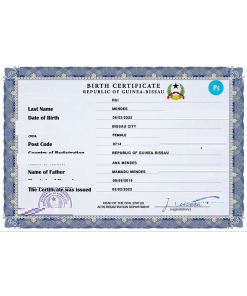 Guinea-Bissau birth certificate PSD template, completely editable
