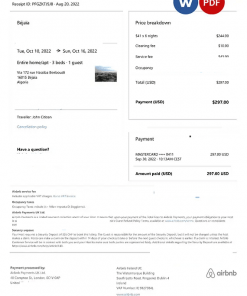 Algeria Airbnb booking confirmation Word and PDF template