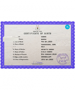 Burkina Faso vital record birth certificate PSD template, fully editable
