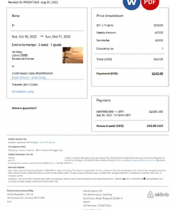 Equatorial Guinea booking Airbnb confirmation Word and PDF template