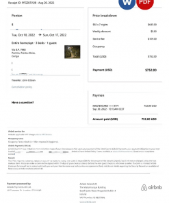 Congo Airbnb booking confirmation Word and PDF template