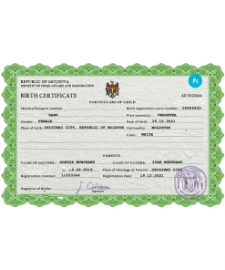 Moldova vital record birth certificate PSD template