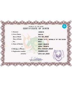 Niger vital record birth certificate PSD template