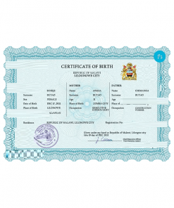 Malawi vital record birth certificate PSD template