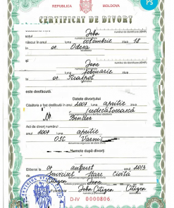 MOLDOVA vital record divorce certificate PSD template