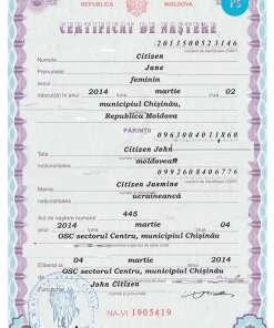 MOLDOVA vital record birth certificate PSD template, version 2