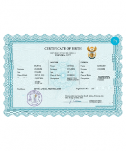 South Africa birth certificate PSD template, completely editable
