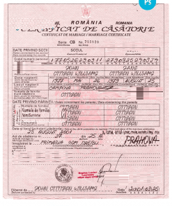 ROMANIA vital record marriage certificate PSD template