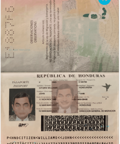 HONDURAS passport PSD template, completely editable