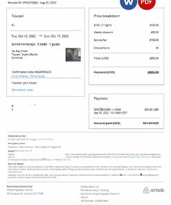 Dominica Airbnb booking confirmation Word and PDF template