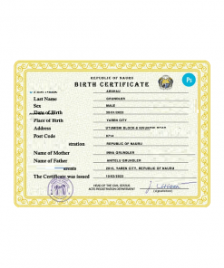 Nauru birth certificate PSD template, completely editable