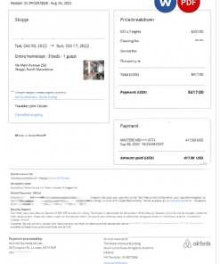 North Macedonia Airbnb booking confirmation Word and PDF template