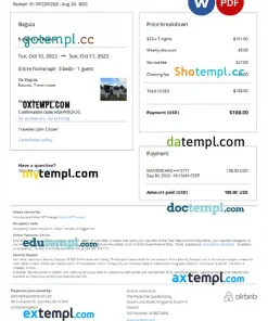 Timor Leste Airbnb booking confirmation Word and PDF template