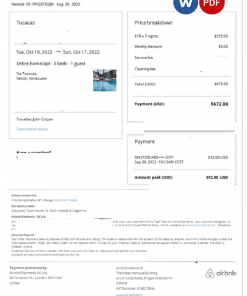 Venezuela Airbnb booking confirmation Word and PDF template