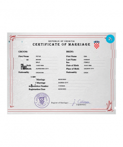 Croatia marriage certificate PSD template, fully editable