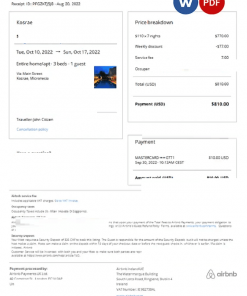 Micronesia Airbnb booking confirmation Word and PDF template