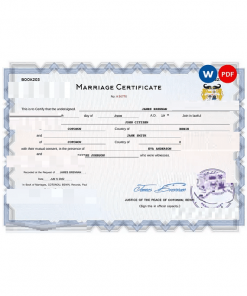 Benin marriage certificate Word and PDF template, completely editable