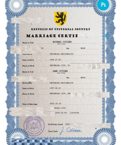 # traditional universal marriage certificate PSD template, completely editable